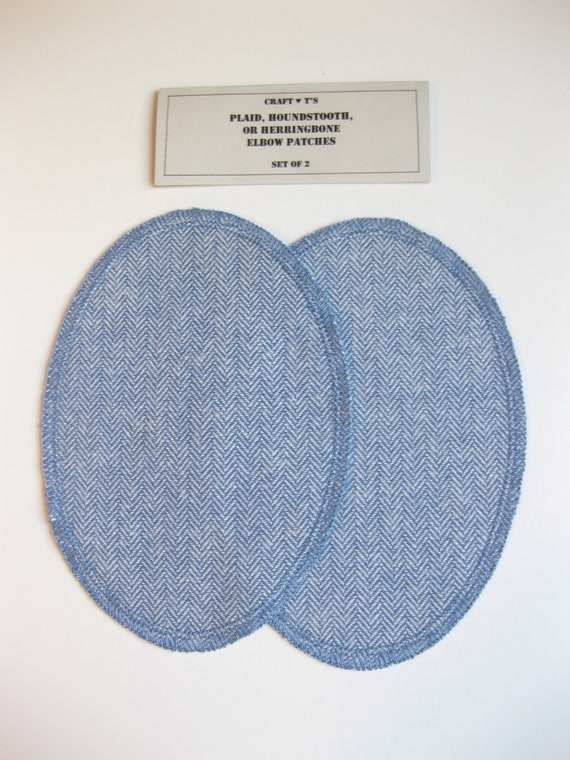 4 Assorted Colours Elbow Knee Iron On HKM Denim Jean Patches x 2 Oval
