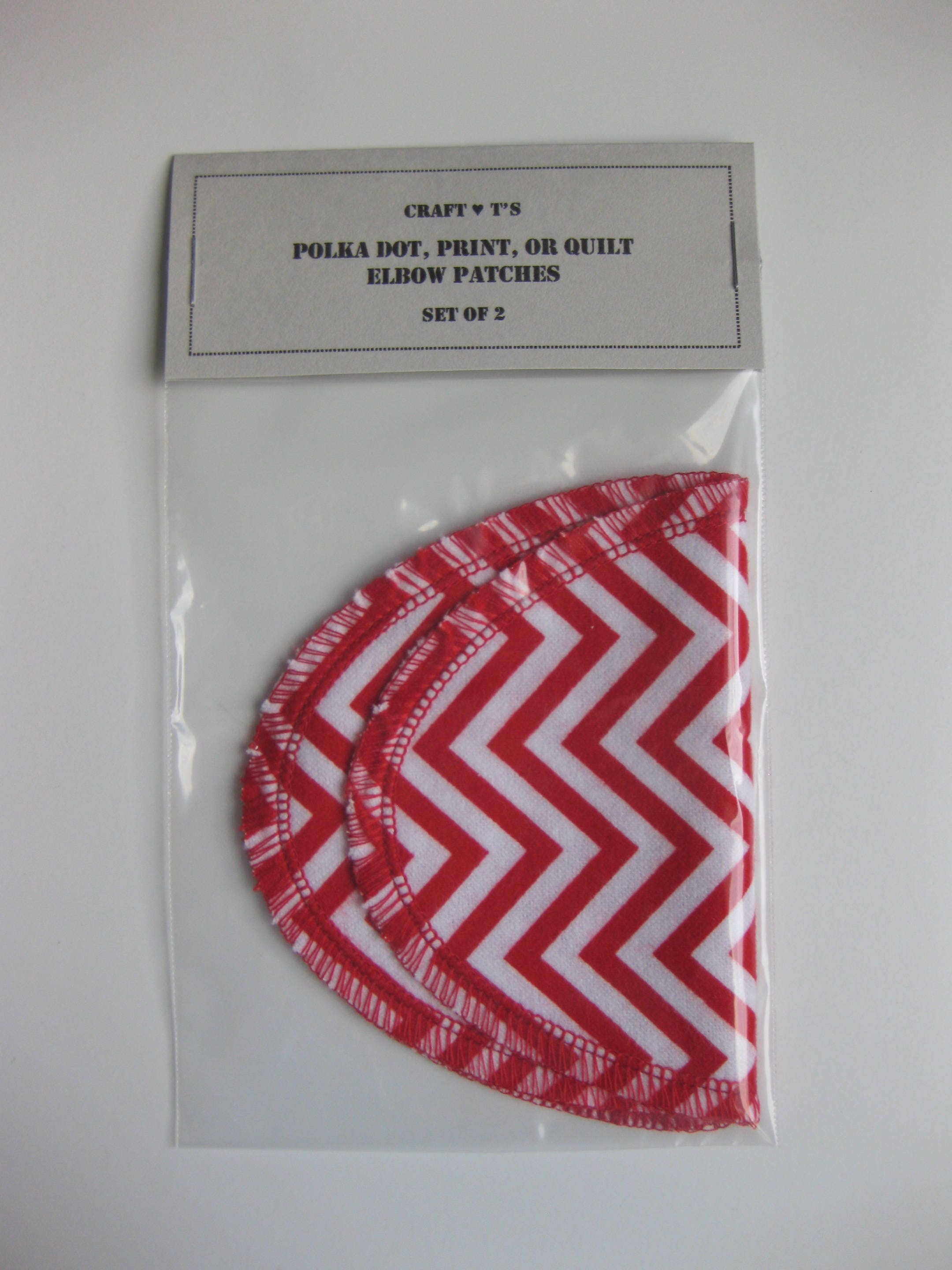 Elbow Patches Red and White Chevron Print Set of 2 Etsy