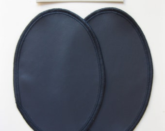 Elbow Patches - Dark Navy Blue Faux Leather  - Set of 2