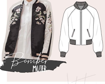 PDF Sewing Pattern – Bomber Jacket / Raglan Jacket for Women – Sizes XS to 5XL – Digital Download