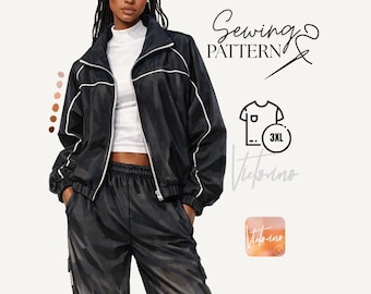 Unisex Retro Windbreaker Sewing Pattern PDF | Color Block Jacket Pattern | Vintage 90s Jacket Pattern | Sizes XS-3XL | A4, Letter & A0