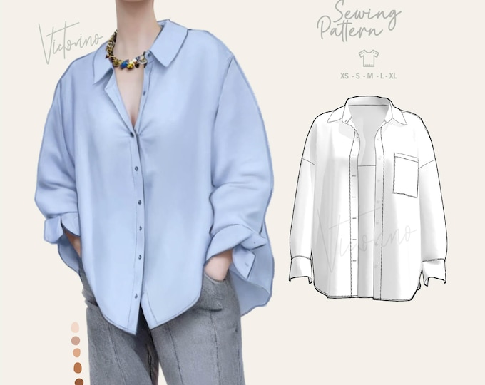Extended Shoulder Pattern Extended Shoulder Shirt Sewing Pattern With Hidden Placket, With ...
