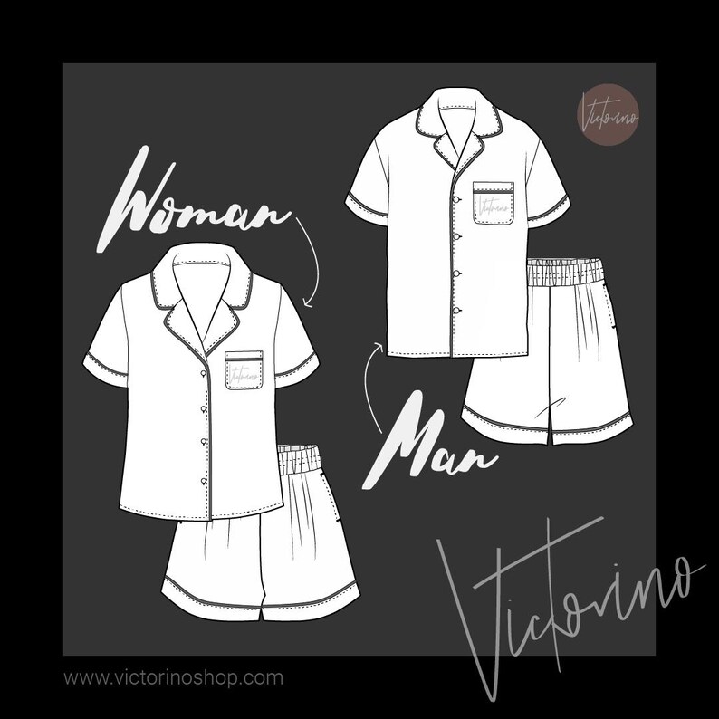 Men's and Women's Pajama Set - PDF Sewing Pattern in All Sizes XS // S ...