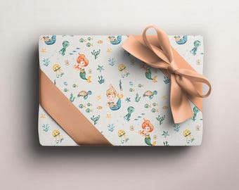 Mermaid Pattern Wrapping Papers | Underwater Ocean Scales Gift Wrap