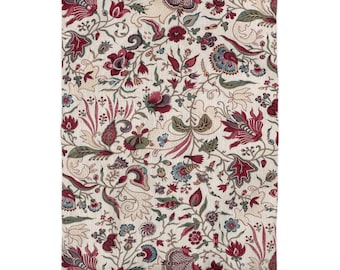 Funda nórdica de microfibra con estampado floral paisley estilo chinoiserie vintage / Ropa de cama botánica en rojo y crema