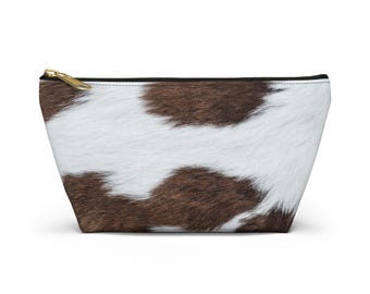 Cowhide Print Accessory Pouch | T-Bottom Makeup Bag