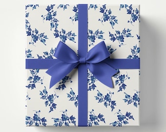 Vintage Blue Floral Ornamental Wrapping Papers | Floral Wrapping Paper