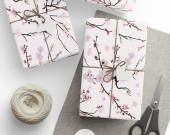 Cherry Wrap Paper, Pink Sakura Blossoms, Eco Friendly Wrap