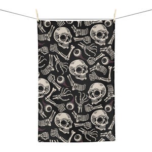 Torchon en microfibre tête de mort effrayante - Déco de cuisine gothique d&#39;Halloween