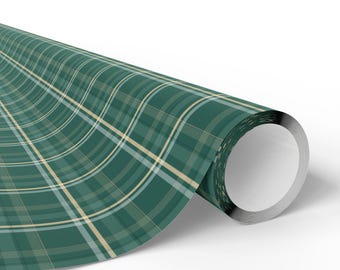 Green Tartan Plaid Wrapping Papers | Classic Golf Plaid Gift Wrap