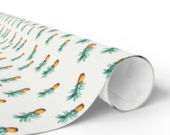 Papier do pakowania w ananasy, letni papier do pakowania prezentów, tropikalny wzór, jasny, letni design