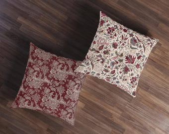 Cojín de suelo cuadrado con estampado floral Toile vintage