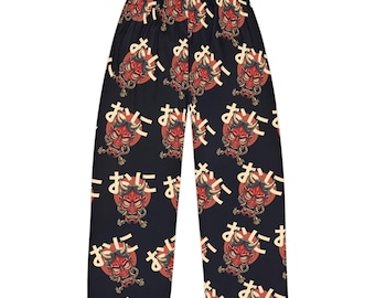 Herrpyjamasbyxor, mörka Oni Demon-byxor, resårmidja