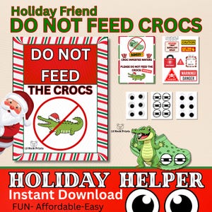 Ayudante navideño imprimible/Accesorios para no alimentar a los cocodrilos/Descarga digital instantánea/Accesorios imprimibles navideños/Juego de simulación de domador de cocodrilos