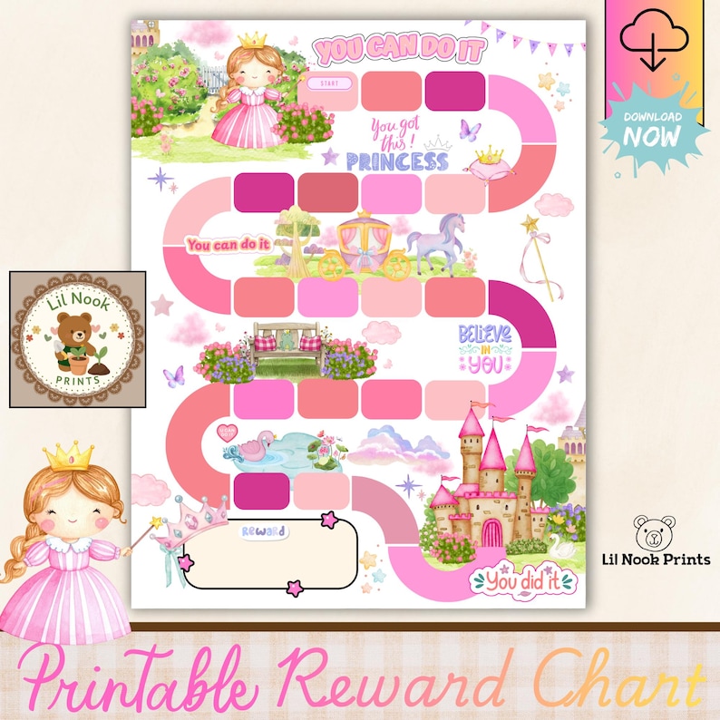 Princess Reward Chart for Kids | Printable Behavior Chart | Toddler ...