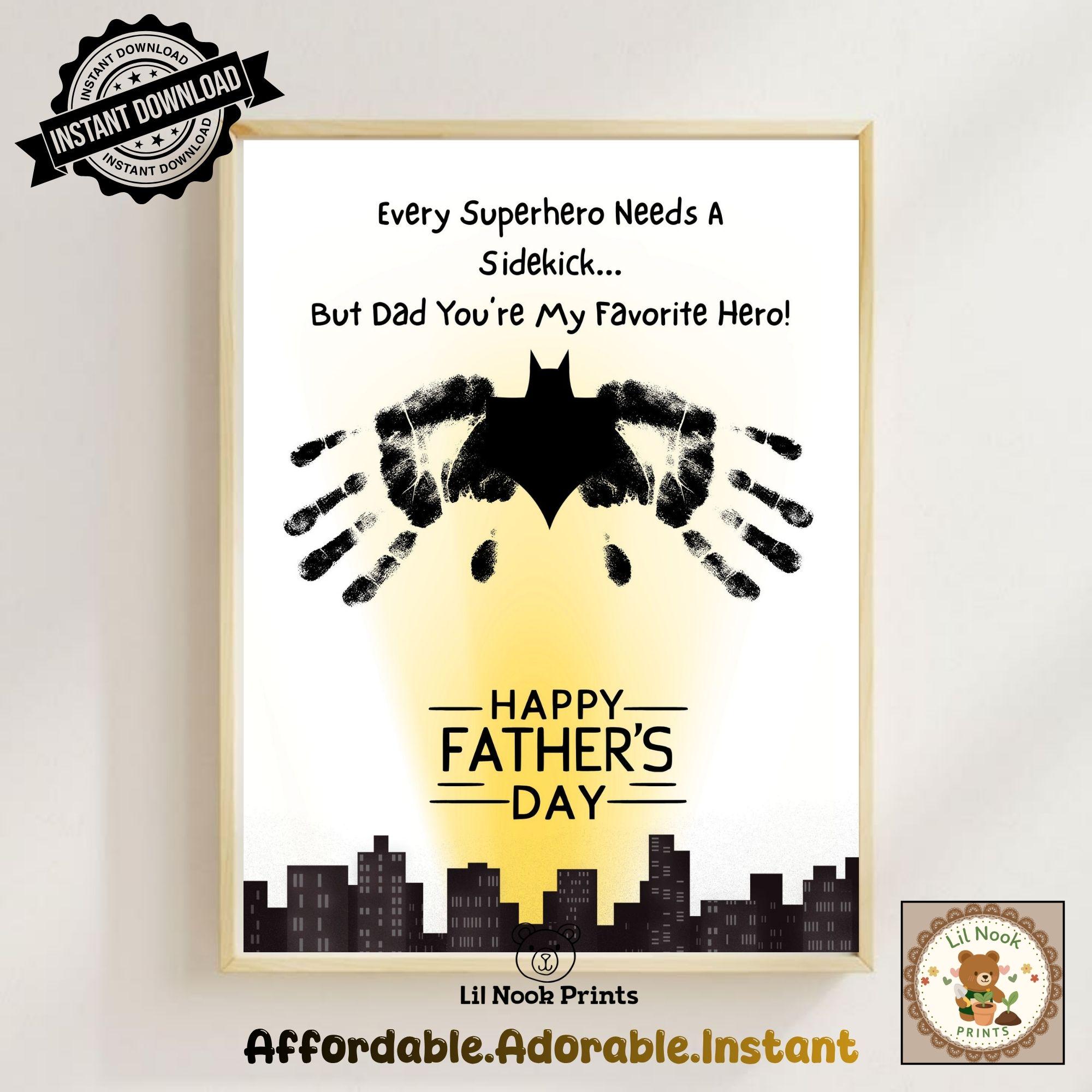 Superhero Handprint Father's Day Printable DIY Kids Craft Dad Gift…