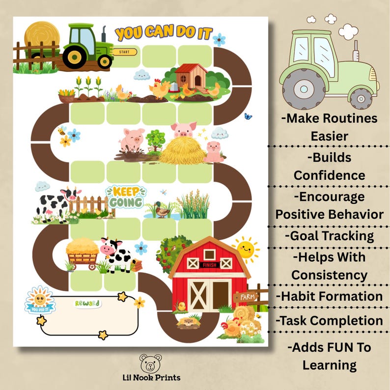 Printable Tractor Reward Chart, Potty Training Chart, Sticker Chart ...