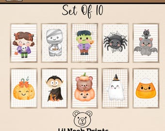 Halloween Nursery Art | Cute Ghost, Pumpkin Prints (Digital Download)