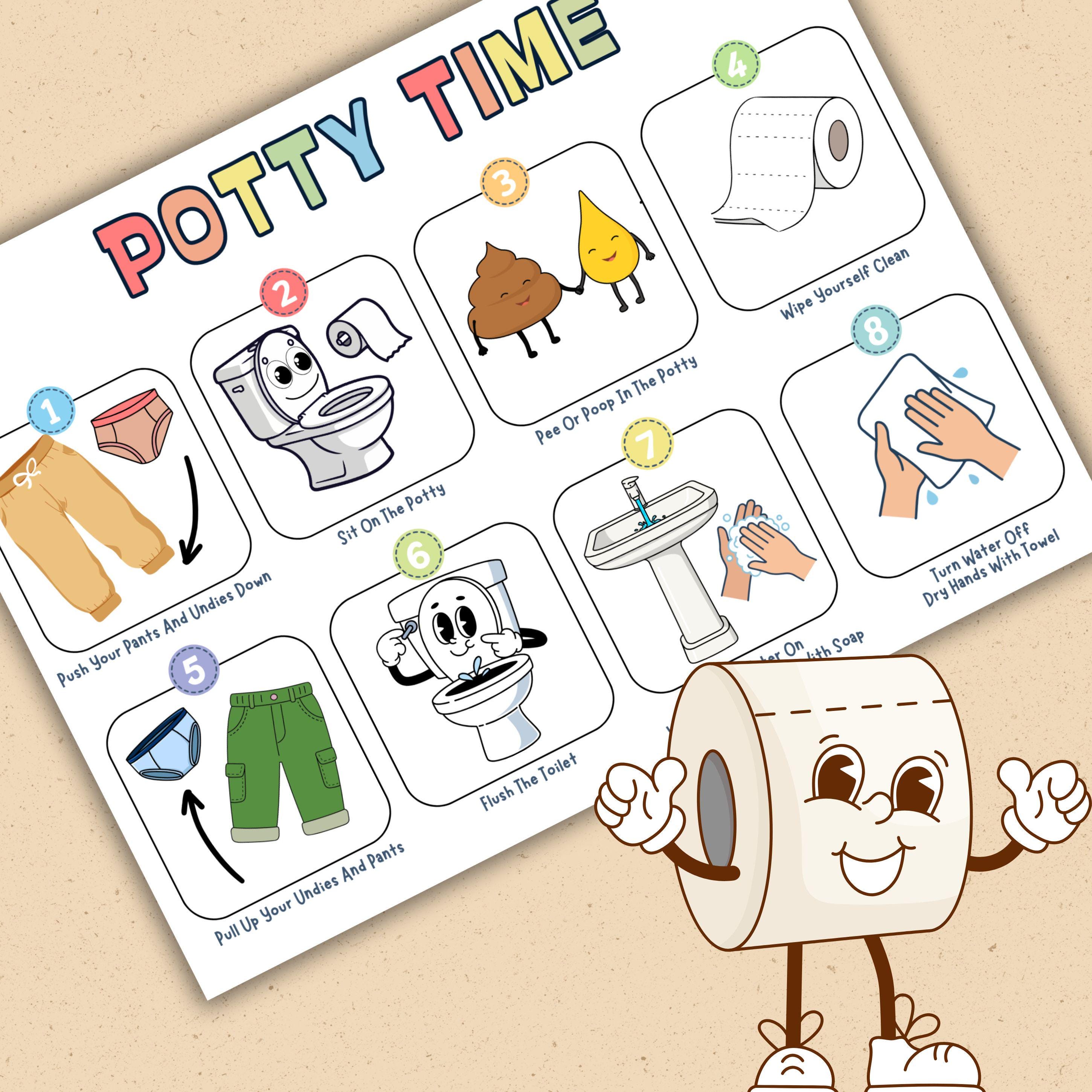 Potty Training Visual Chart for Kids – 4 Printable Color Variations ...
