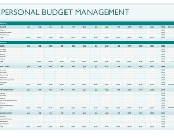 Monthly Budget Planner Printable - Excel Spreadsheet - Personal Finance Tracker & Expense Organizer Template- Digital download