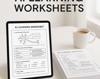 AI Mastery Worksheets Bundle - Beginner Friendly Digital Learning Download