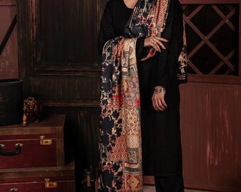 Dupatta de caligrafía suiza / Pañuelo islámico para la cabeza / Regalo de Eid para ella