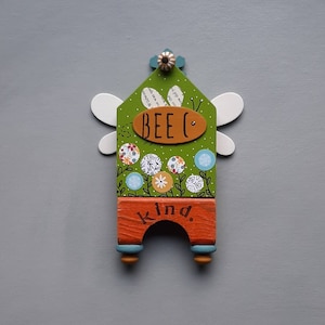 Bee Kind - House Assemblage - Mixed Media - Bee Art - Art Assemblage - Wall Art - Jen Hardwick