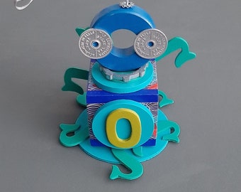 O is for Octopus - Ornament - Hanging Decor - Mixed Media - Tree Ornament