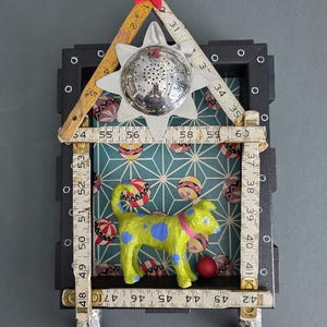 Sun Dog -  Art Assemblage - Dog Art - Found Objects Art - Mixed Media - Wall Art - Jen Hardwick