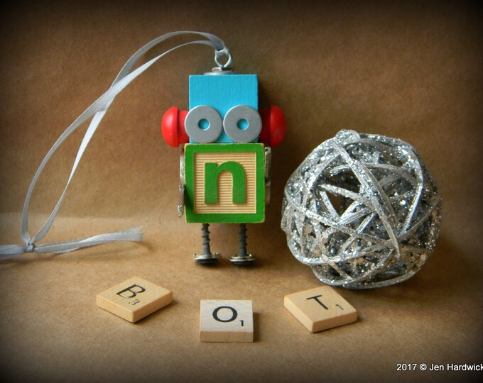 Robot Ornament N Bot Upcycled Ornament Hanging Decor by Etsy
