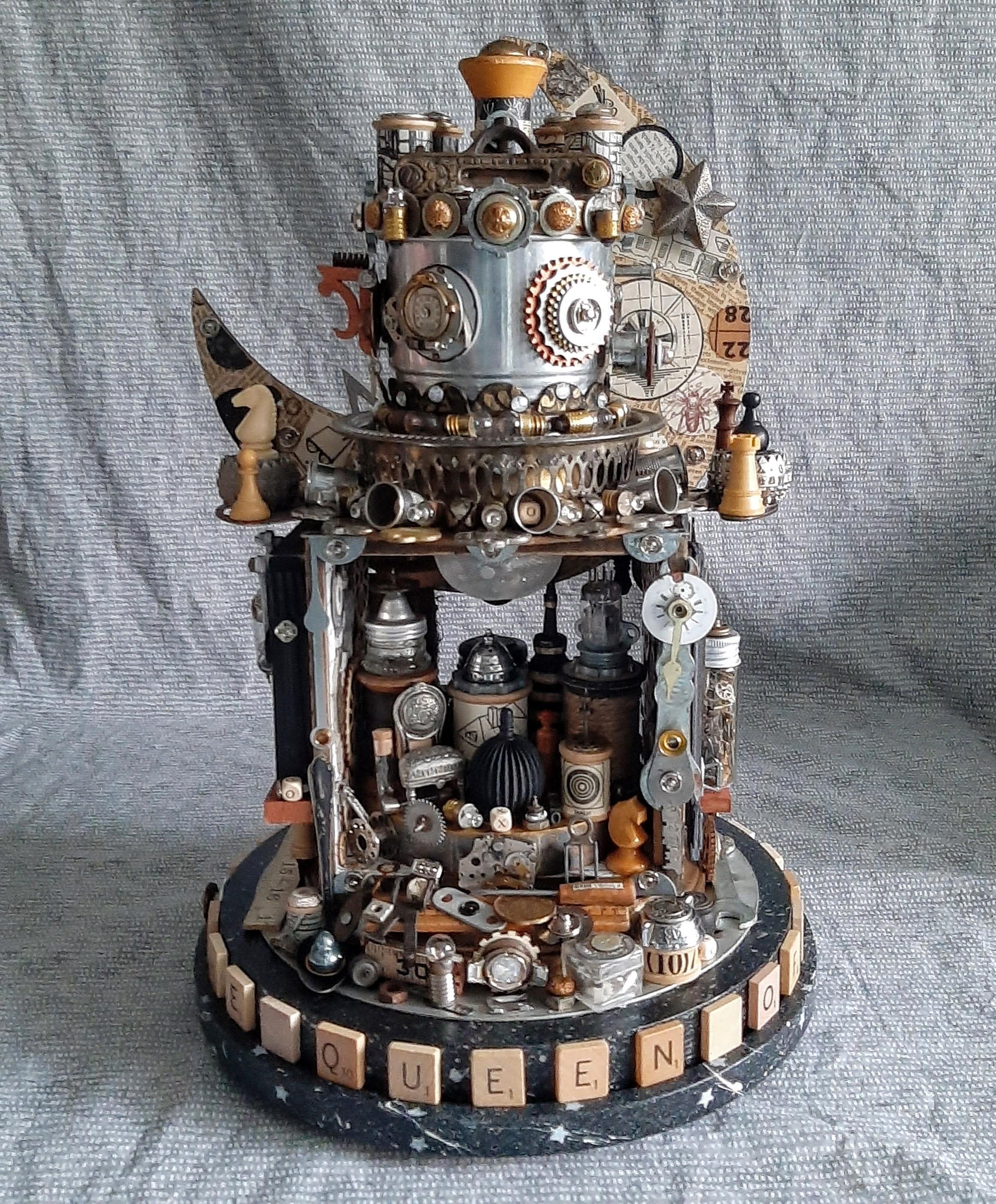 The Queen of This and That - Art Assemblage -  Mixed Media - Found Objects Art - Standng Piece - Jen Hardwick