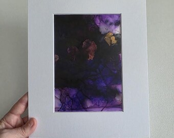 Deepest Purple - Alcohol Ink Painting - Original Artwork - Wall Art - Matted Art - Jen Hardwick