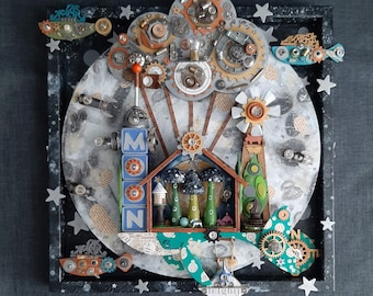 Bon Voyage - Art Assemblage - Mixed Media - Wall Art - Found Objects - Jen Hardwick