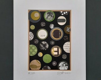 Number 228 - Paper Assemblage - Matted art - Wall decor - Jen Hardwick