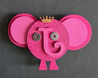 Ornament - BIG Pink - Elephant Ornament - Found Objects Decor - Jen Hardwick
