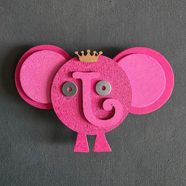 Adorno - BIG Pink - Adorno de elefante - Decoración de objetos encontrados - Jen Hardwick