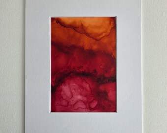 Painting - The Floor is Lava - Alcohol Ink - Matted Art - Frameable Art - Jen Hardwick