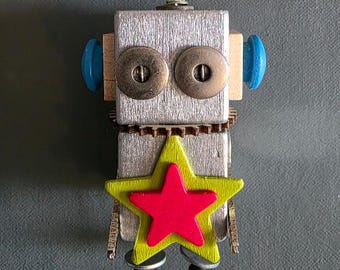 Star Bot - Ornament - Robot Ornament - Mixed Media - Found Objects Decor - Jen Hardwick