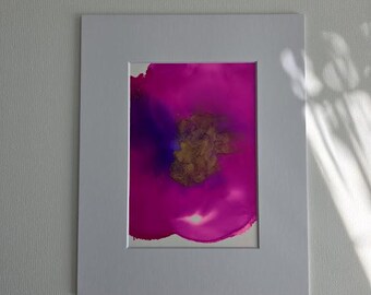 Fuchsia - Alcohol Ink - Painting - Matted Art -  Wall Art - Jen Hardwick