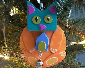House Cat - Ornament - Hanging Decor - Mixed Media