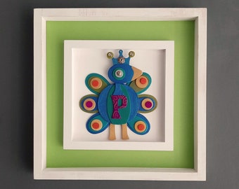 P is for Peacock - Ornament - Mixed Media - Hanging Decor