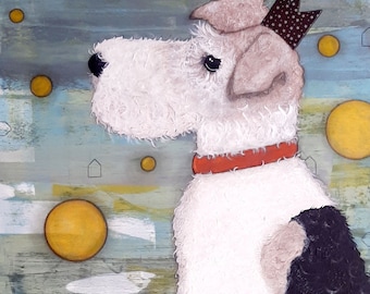 Waiting - Mixed Media Painting - Dog Art - Wire Terrier - Acrylic - Wall Art - Jen Hardwick