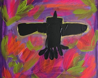 Painting - Blackbird - Acrylic Painting - Original Artwork - Wall Art - Jen Hardwick