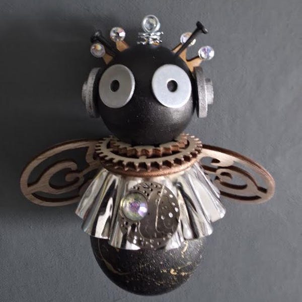 Queen Bee (Roly Poly) - Ornament - Bee Lover - Mixed Media - Found Objects