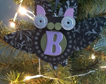 B is for Bat - Ornament - Hanging Decor - Mixed Media