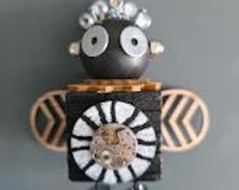 Queen Bee (7) - Ornament - Tree Decor - Kids' Room Decor - Mixed Media - Found Objects