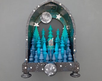 Solitude in the Painted Forest - Art Assemblage - Original Work - Tabletop Piece