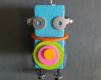 Color Bot - Ornament - Robot Ornament - Mixed Media - Hanging Decor - Jen Hardwick