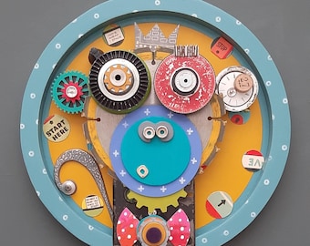 Le Singe Pimpant - The Dapper Monkey - Art Assemblage - Mixed Media - Wall Art - Jen Hardwick