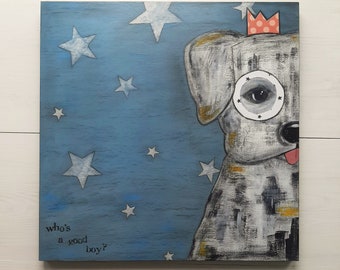 Who's A Good Boy? - Mixed Media Painting - Dog Art - Acrylic - Wall Art - Jen Hardwick